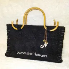 Samantha Thavasa カゴバッグ　ブラックロゴキラキラスワロフスキーのサムネイル