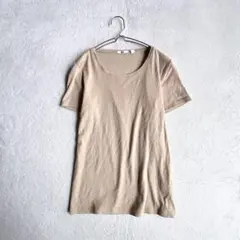 【ユニクロ】半袖Tシャツ（M）ベージュ クルーネック 無地 シンプル 綿