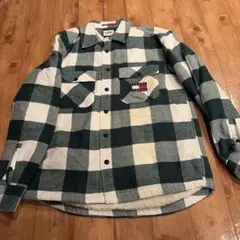 TOMMY JEANS グリーンチェックオーバーシャツ M