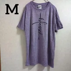 Tシャツ【M】パープル blessed 紫 半袖 オシャレ 海外古着 やわらか