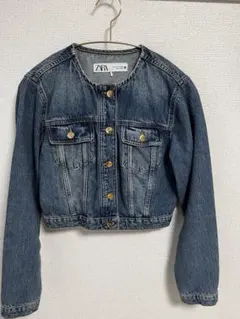 ZARA ダークブルー クロップドデニムジャケット M