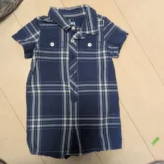 babyGap ネイビー チェックロンパース 6-12ヶ月 半袖
