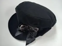 ブルーアズール☆フラノ起毛キャスケット☆54-56cmブラック　新品　値札付き