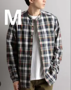 グリーンレーベルリラクシング　 メンズ　長袖　バンドカラー シャツ　M
