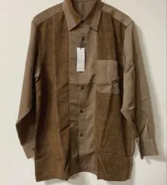 REDENTORE メンズ アニマル柄 異素材 切り替え シャツ ブラウン系