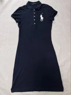 ポロラルフローレン ポニー刺繍 マキシ丈 ロング ワンピース 黒 M POLO 