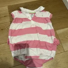 Ralph Lauren ピンクストライプロンパース 9M
