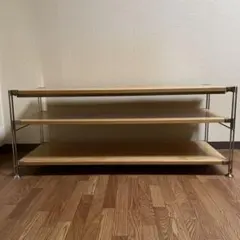 無印良品⭐︎ステンレスユニットシェルフ・タモ材・AVラック/テレビ台　テレビボード 無印良品(MUJI)の人気のタモ材×ステンレス 3段ユニットシェルフ