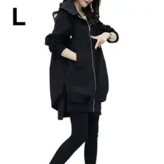 マウンテンパーカー レディース フード付き 無地 長め丈 カジュアルL