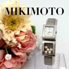 1103 MIKIMOTO ミキモト パール シェル 腕時計 スクエア シルバー
