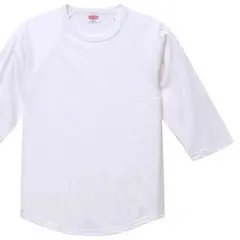 【7分袖】ホワイト無地 L★ラグラン 3/4スリーブ Tシャツ★良質コットン