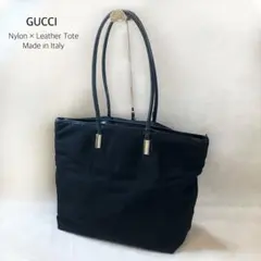 グッチ ナイロン×レザー 大容量 トートバッグ A4 GG シルバーロゴ金具
