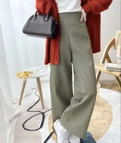 classicalelf ハイウエスト ワイドパンツ 花柄 エンボス加工