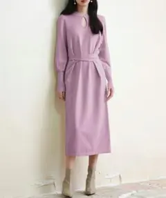 SAISON DE PAPILLON ニットワンピース ラベンダー