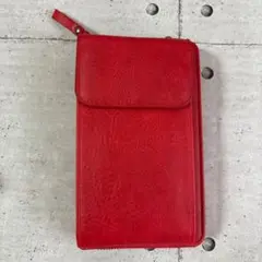 ★スマホショルダー スマホポーチ レディース お財布ショルダー レッド