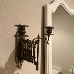 フランスアンティーク キャンドルスタンド じゃばらアーム 真鍮製