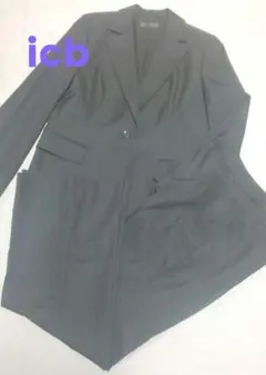 icB ブラックスーツ セットアップ パンツスーツ 大きい テラード リクルート