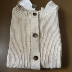ベージュ リブ編み カーディガン Mサイズ