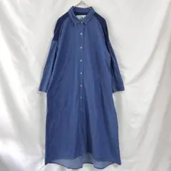 【ONIGIRI おにぎり】デニムシャツワンピース(11)七分袖 フレア