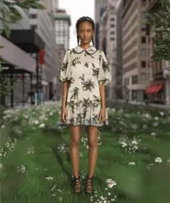 【RED VALENTINO】すずらん刺繍 オフショル リボン ワンピース 40 レッドヴァレンティノ シンプル定番ワンピース MAY LILYすずらん