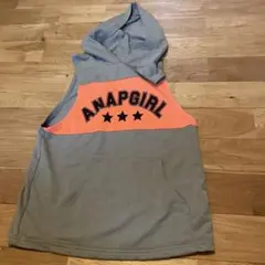 ANAP GIRL フード付きパーカー グレー/オレンジs