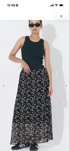 シフォン花柄スカート
