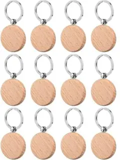 木製 キーホルダー トールペイント ハンドメイド DIY用 12個セット