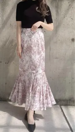 花柄プリーツ切替マーメイドスカート　GRLグレイルal111