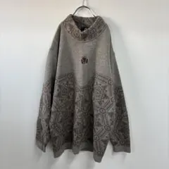 イタリア製　Company ニット 幾何学模様 ハイネック　スタンドネック　古着