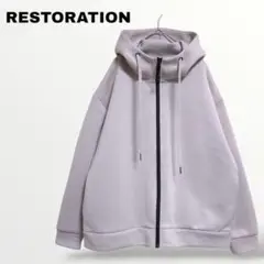 【レストレーション RESTORATION】スウェットジップパーカー Mベージュ