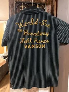 Vanson Cottons ワークシャツ 刺繍 ストライプ Ｌ ウォバッシュ