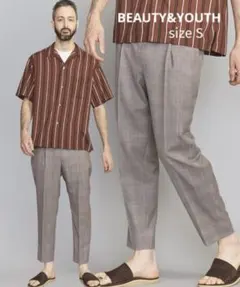 ☆ BEAUTY&YOUTH チェック 1P ワイド テーパード アンクルパンツ