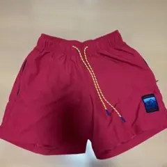 美品　配色抜群！アディダス　ポリエステル　ハーフパンツ　ショーツ レッド　赤XOのサムネイル