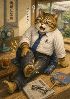 【3枚で1200円】☆足がしびれた猫のイラストポスター