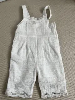 プティマイン レースサロペット 80 ホワイト オーバーオール 美品