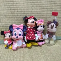 ミニーマウス5体セット　レトロ三菱銀行貯金箱・ソフビ・お座り人形等　wj2508