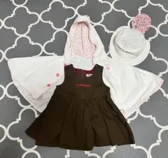 mikiHOUSE ワンピースとケープ、帽子セット