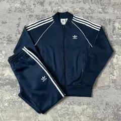 【あのちゃん着用】アディダス SST セットアップ 刺繍ロゴ ネイビー 紺 M
