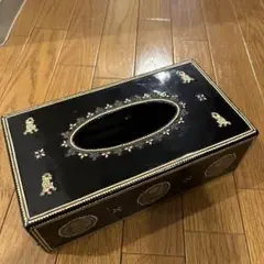 ミャンマー漆塗りの黒い木製ティッシュボックス