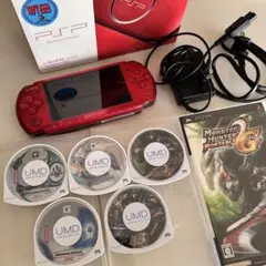 SONY PSP 3000 本体 レッド 充電器 説明書 箱付き バッテリーなし