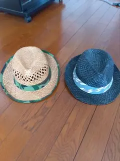 ストローハット 2点セット ベージュと黒