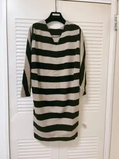 値下げ　アダムエロペ　ボーダーワンピース　膝丈