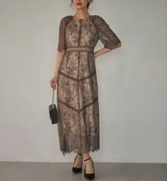 dorry doll ショルダーギャザーラッセルレース ワンピース ドレス M