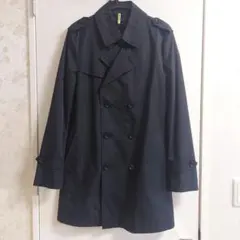 紳士服はるやま黒 ダブルブレスト トレンチコート