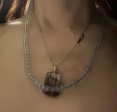 底値！♡天然石　アクアマリン　ネックレスでも３連ブレスレット