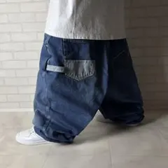 FUBU 超極太 スーパーワイド ペインターデニム バギーパンツ 刺繍 w46のサムネイル