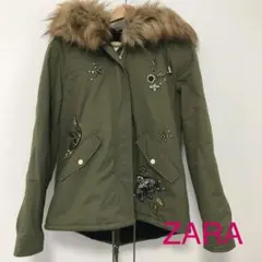 新品☆ZARA ビジュー付きダウンコート　モッズコート　ジャケット