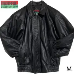 【manful】本革 リアルレザーシングルライダースジャケット ブラック M