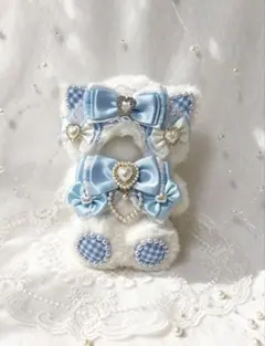 10-12cm ぬい服 おすわりぬい服 着ぐるみ うさ耳 ハンドメイド 水色 ⑪