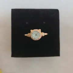 ブルートパーズ 指輪 猫型 合金 フリーサイズ